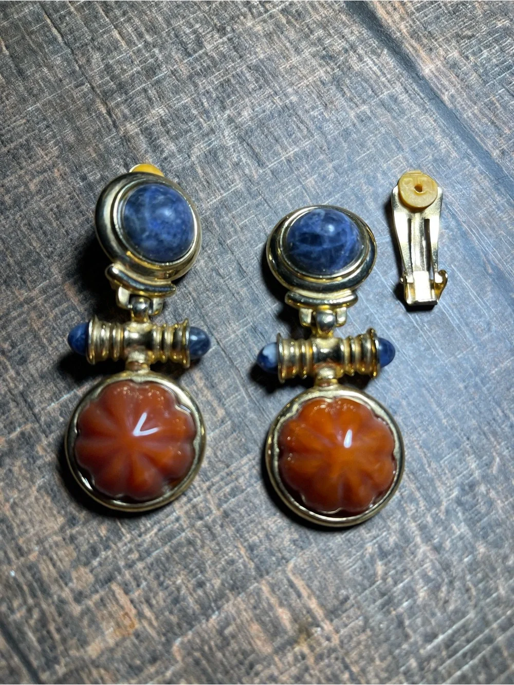 80’s FR Francesca Romana Gold Tone ClipOn Earrings Couture Door knocker
